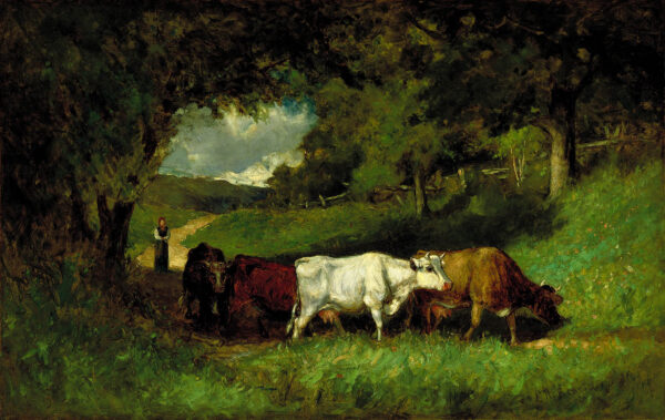 Driving Home the Cows by Edward Mitchell Bannister, hand-painted oil painting reproduction