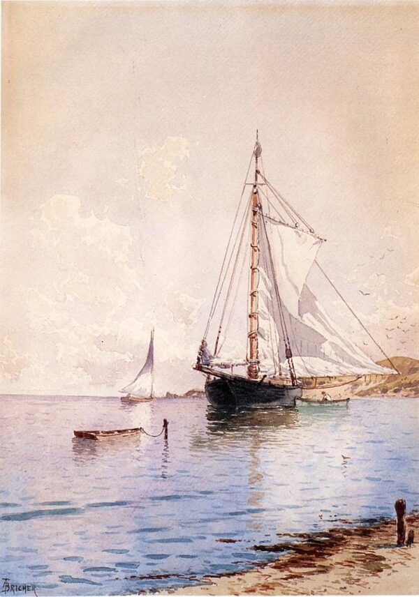 Drying the Main at Anchor by Alfred Thompson Bricher, hand-painted oil painting reproduction