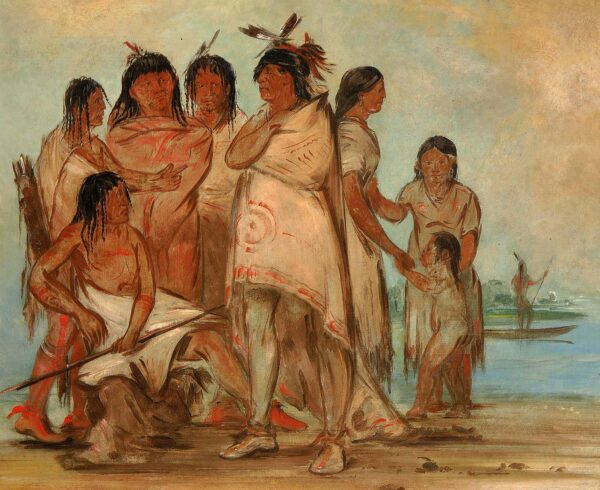 Du cor re a, Chief of the Tribe, and His Family by George Catlin, hand-painted oil painting reproduction
