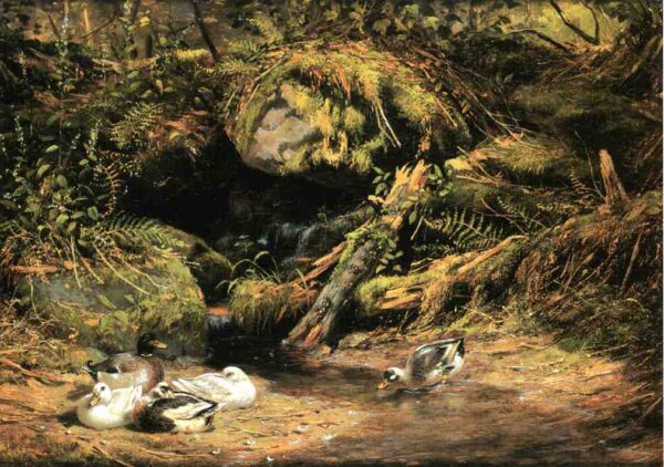 Ducks at the Spring Head by Arthur Fitzwilliam Tait, hand-painted oil reproduction