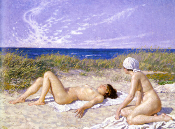 Sunbathing in the Dunes by Paul Gustave Fischer, hand-painted oil painting reproduction