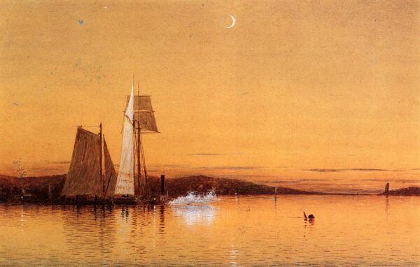 Dusk on the Hudson by Francis Silva, hand-painted oil painting reproduction