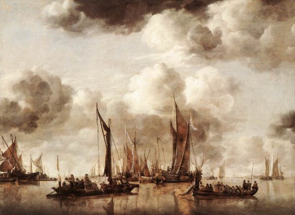 Dutch Yacht Firing a Salvo by Jan van de Cappelle, hand-painted oil painting reproduction