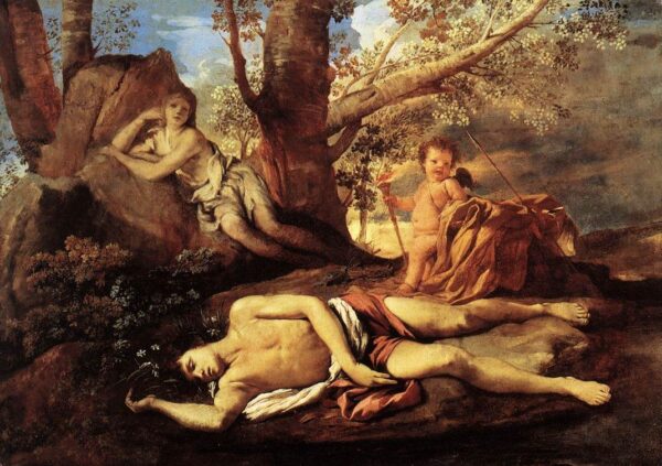 Echo and Narcissus by Nicolas Poussin, hand-painted oil painting reproduction