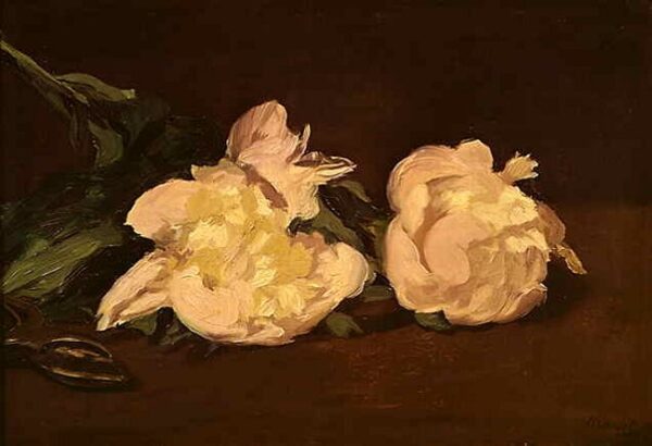 Branch of White Peonies and Pruning Shears by Édouard Manet, hand-painted oil painting reproduction