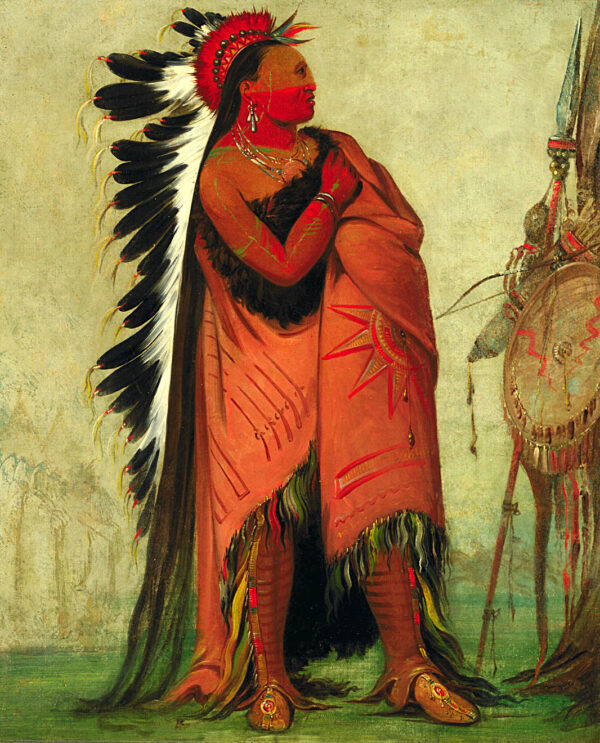 Ee hee a duck cee a, He Who Ties His Hair Before by George Catlin, hand-painted oil painting reproduction