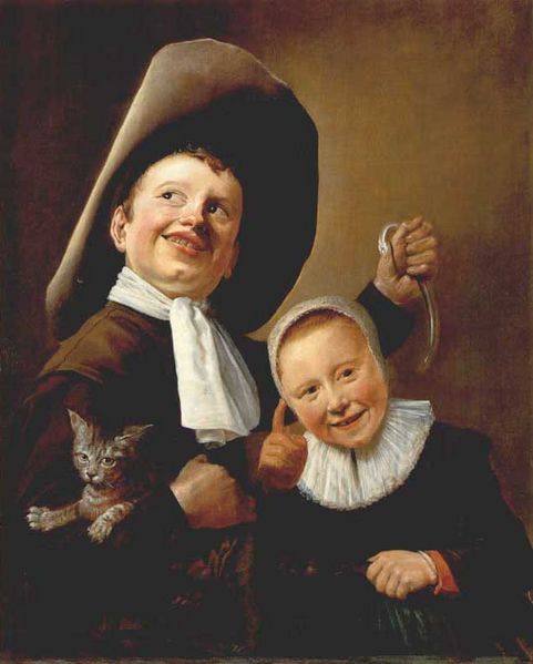 A Boy and a Girl with a Cat and Eel by Judith Leyster, hand-painted oil reproduction