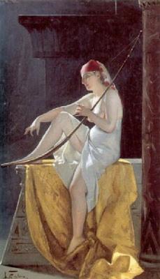 Egyptian Woman with a Harp by Luis Ricardo Falero, hand-painted oil reproduction