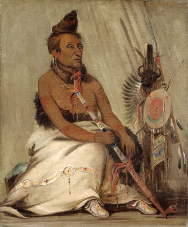Eh toh’k pah she pee shah, Black Moccasin by George Catlin, hand-painted oil painting reproduction