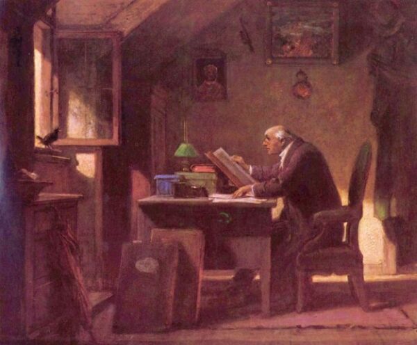 Ein Besuch by Carl Spitzweg, hand-painted oil painting reproduction