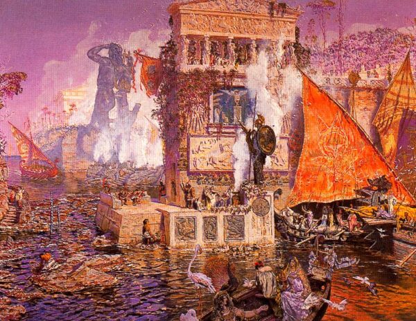 El coloso de Rodas b by Antonio Muñoz Degrain, hand-painted oil painting reproduction