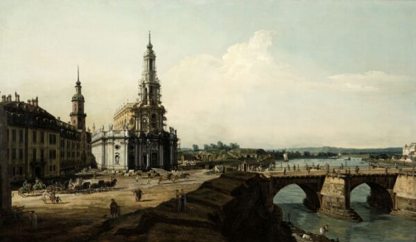 View of Dresden from the Left Shore of the Elbe by Bernardo Bellotto, hand-painted oil painting reproduction