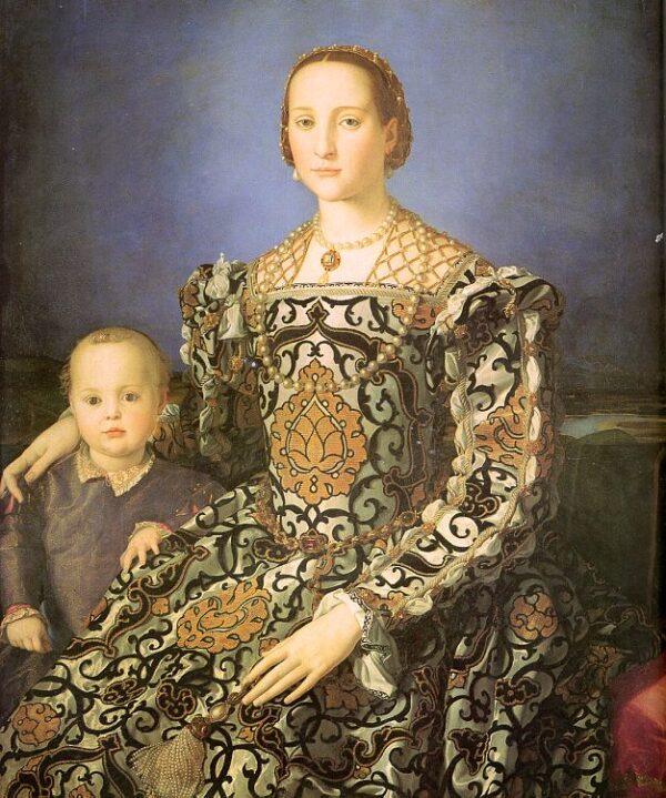 Eleanora di Toledo with her son Giovanni de’ Medici by Agnolo Bronzino, hand-painted oil painting reproduction
