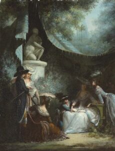 Elegant Figures in a Park by Jean-Baptiste Mallet, hand-painted oil painting reproduction