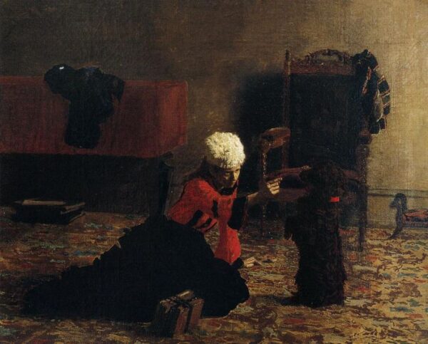 Elizabeth Crowell With A Dog by Thomas Eakins, hand-painted oil painting reproduction