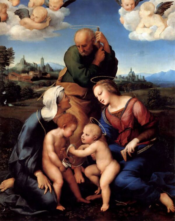 The Holy Family with Saints Elizabeth and John by Raphael Sanzio, hand-painted oil painting reproduction