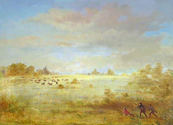 Elk Grazing on an Autumn Prairie by George Catlin, hand-painted oil reproduction