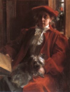 Emma Zorn and Mouche the Dog by Anders Zorn, hand-painted oil painting reproduction