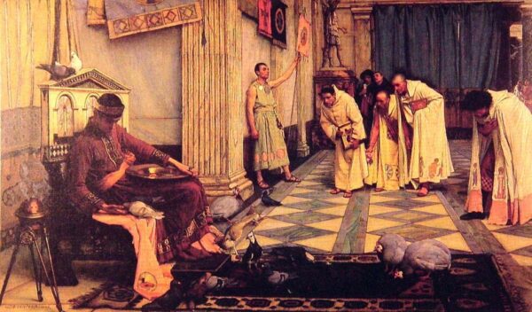 The Favourites of the Emperor Honorious by John William Waterhouse, hand-painted oil painting reproduction