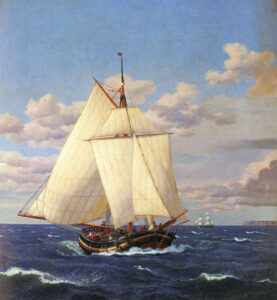 En dansk yacht passerer Stevns by Christoffer Wilhelm Eckersberg, hand-painted oil painting reproduction