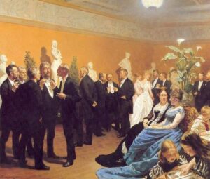 Encuentro en el museo by Peder Severin Krøyer, hand-painted oil painting reproduction