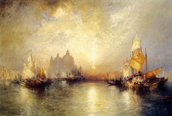 Entrance to the Grand Canal Venice by Thomas Moran, hand-painted oil painting reproduction