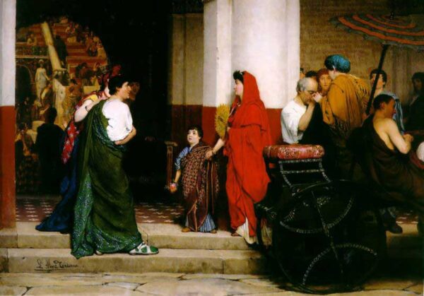 Entrance to a Roman Theatre by Lawrence Alma-Tadema, hand-painted oil painting reproduction
