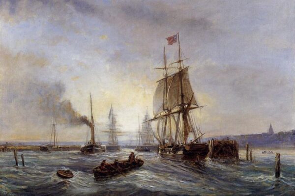 Entrance to the Port by Stanislas Lépine, hand-painted oil painting reproduction