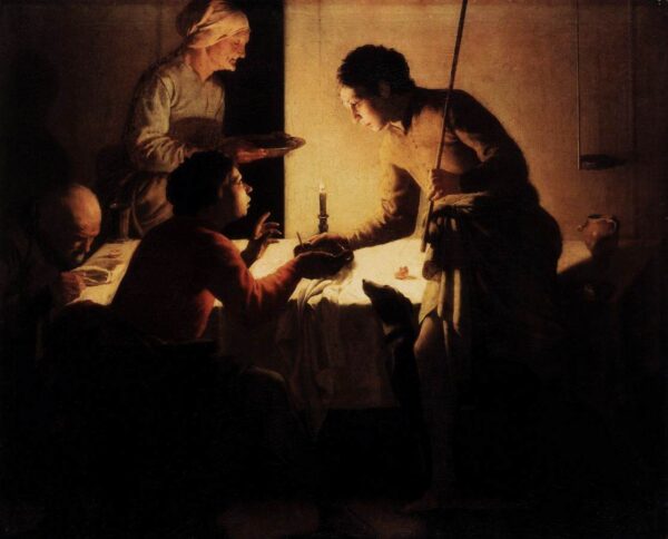Esau Selling His Birthright by Hendrick ter Brugghen, hand-painted oil painting reproduction