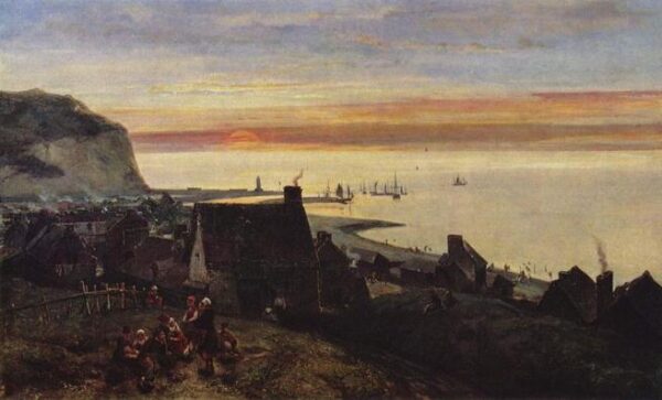 Etretat Harbour by Johan Jongkind, hand-painted oil painting reproduction