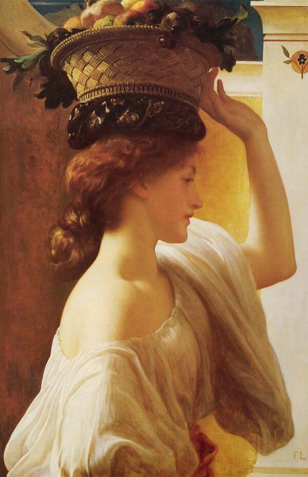 Eucharis A Girl with a Basket of Fruit by Lord Frederick Leighton, hand-painted oil painting reproduction