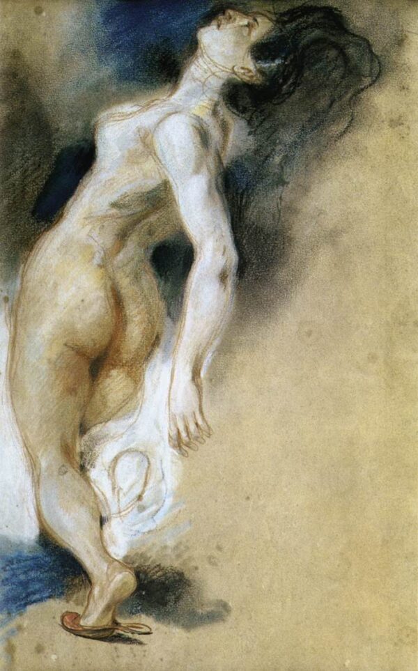 Female Nude Killed from Behind by Eugène Delacroix, hand-painted oil painting reproduction
