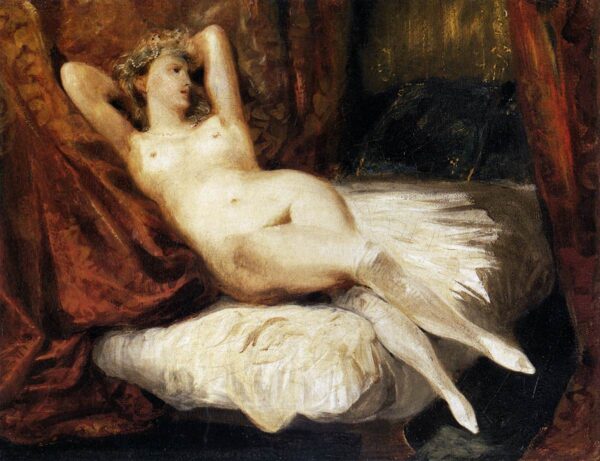 Female Nude Reclining on a Divan by Eugène Delacroix, hand-painted oil painting reproduction