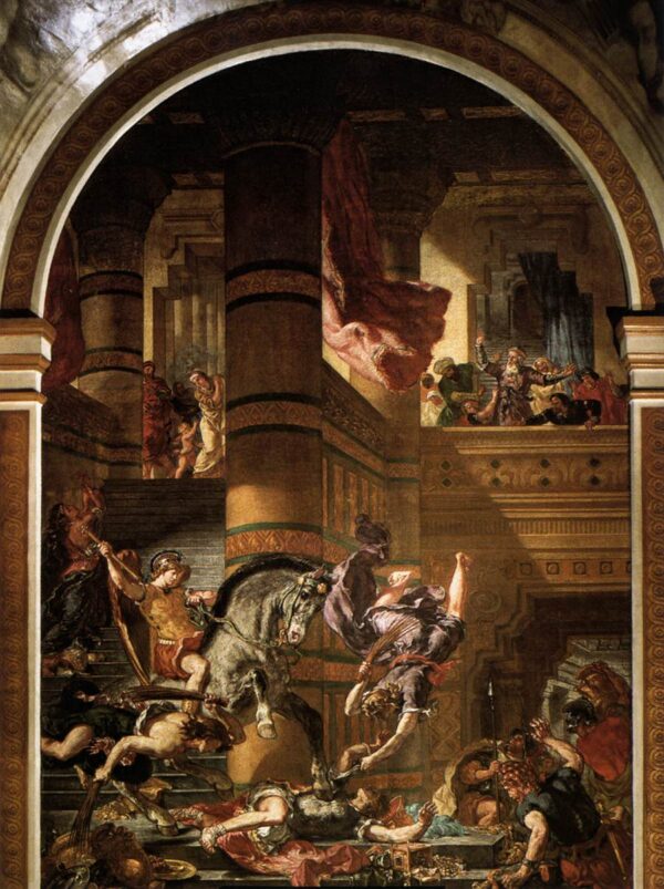 Heliodoros Driven from the Temple by Eugène Delacroix, hand-painted oil painting reproduction
