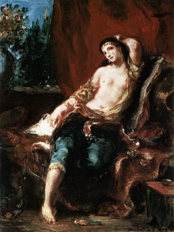 Odalisque Reclining on a Divan by Eugène Delacroix, hand-painted oil painting reproduction