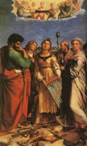 St Cecilia with Sts Paul John Evangeliste Augustine by Raphael Sanzio, hand-painted oil painting reproduction