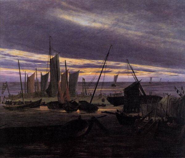 Boats in the Harbour at Evening by Caspar David Friedrich, hand-painted oil painting reproduction