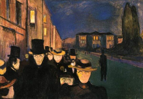 Evening on Karl Johan Street by Edvard Munch, hand-painted oil painting reproduction