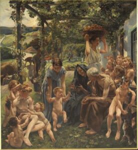 Evening by Léon Frédéric, hand-painted oil painting reproduction
