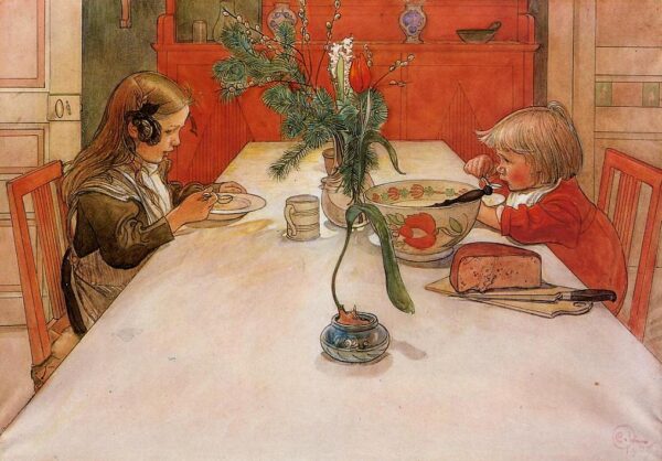 Evening Meal by Carl Larsson, hand-painted oil painting reproduction