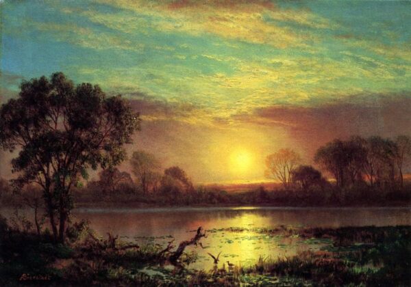 Evening, Owens Lake, California by Albert Bierstadt, hand-painted oil painting reproduction