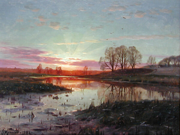 Evening at Naesbyholm by Peder Mørk Mønsted, hand-painted oil reproduction