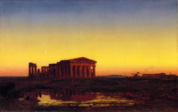 Evening at Paestum by Jasper Francis Cropsey, hand-painted oil painting reproduction