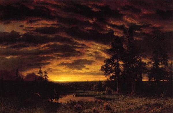 Evening on the Prairie by Albert Bierstadt, hand-painted oil painting reproduction