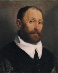 Portrait of a Man with Raised Eyebrows by Giovanni Battista Moroni, hand-painted oil painting reproduction