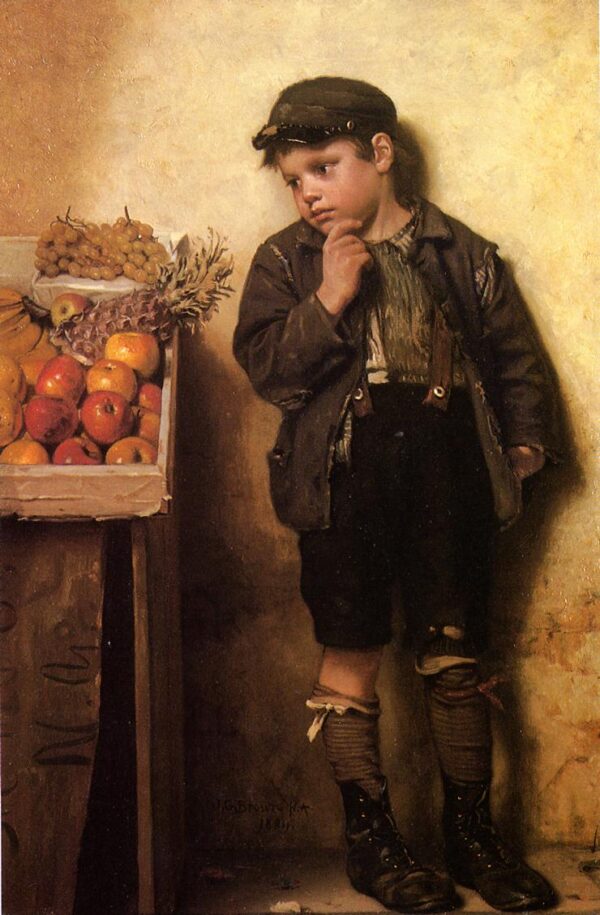 Eyeing the Fruit Stand by John G Brown, hand-painted oil painting reproduction