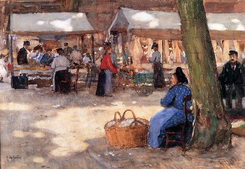 Fabric Market by Floris Arntzenius, hand-painted oil reproduction