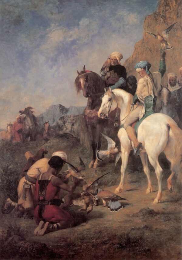Falcon Hunting in Algeria by Fromentin, hand-painted oil painting reproduction
