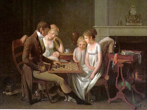 Family Game of Checkers by Louis Leopold Boilly, hand-painted oil painting reproduction