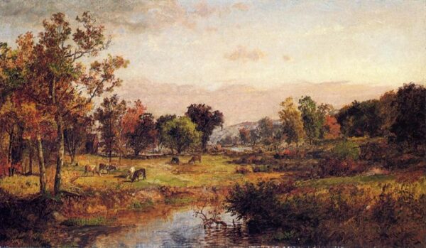 Farm Along the River by Jasper Francis Cropsey, hand-painted oil painting reproduction